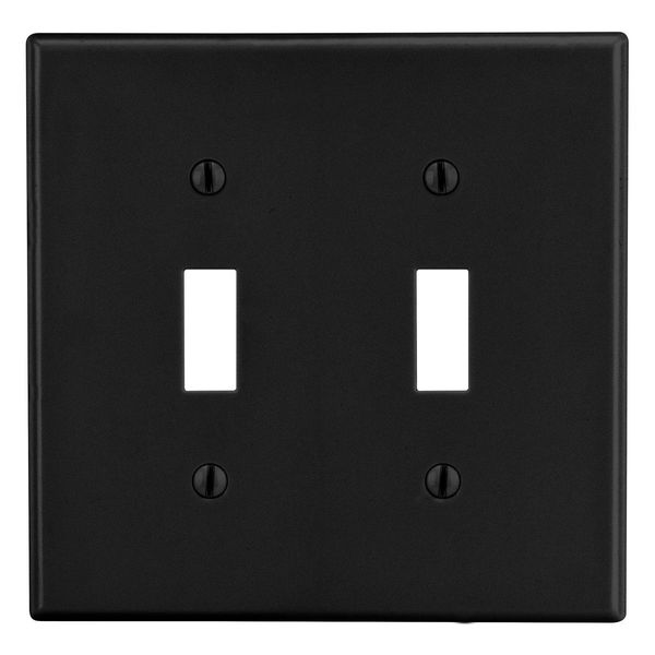 Hubbell Wiring Device-Kellems Wallplate, Mid-Size 2-G, 2) Toggle, Black PJ2BK